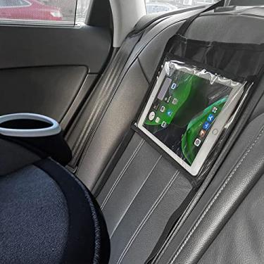 Imagem de FresherAcc Suporte para tablet Kindle para carro iPad para espelho traseiro e dianteiro, capa de suporte para montagem em carro para encosto de cabeça do banco traseiro do veículo até 25 cm, leve lavável e portátil (preto)