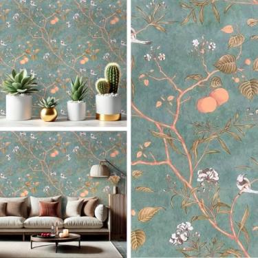 Imagem de Papel de Parede Adesivo Floral Geometrico 3D Galhos Antimofo