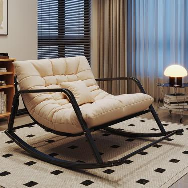 Imagem de Berçário de cadeira de balanço, cadeiras de balanço de pátio grande com poltrona de encosto alto Cadeira lateral confortável, cadeiras de balanço de suporte de 440 libras, berçário moderno c