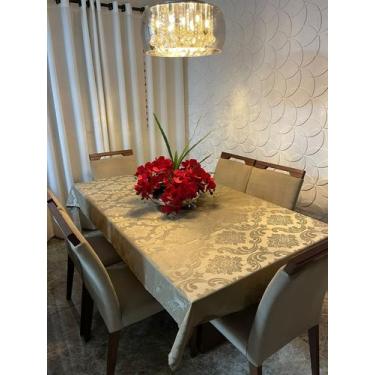 Imagem de Toalha de Mesa Jacquard Luxo 6 Lugares 2,00x1,40 para Cozinha premium 
