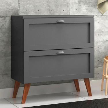 Imagem de Gabinete para Banheiro com Tampo 80cm Retro Mdf Grafite Milano - On Móveis