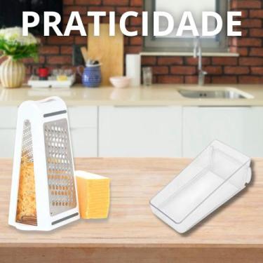 Imagem de Ralador De Dupla Face De Aço Inoxidável com Cesta De Armazenamento, Re