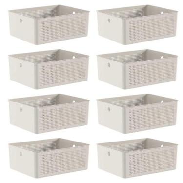 Imagem de 8x Cesto 12L Organizador Ou Flow Bege 13cm X 27cm X 34cm
