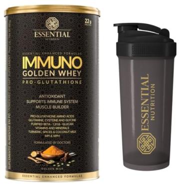 Imagem de Immuno Golden Whey Protein Isolado e Hidrolisado Pro-Glutathione - 15 doses - Essential Nutrition + Coqueteleira oficial