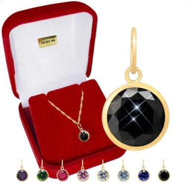 Imagem de Pingente Ouro 18k Ponto De Luz Zircônia 6mm - S.Demór Joias, Negro