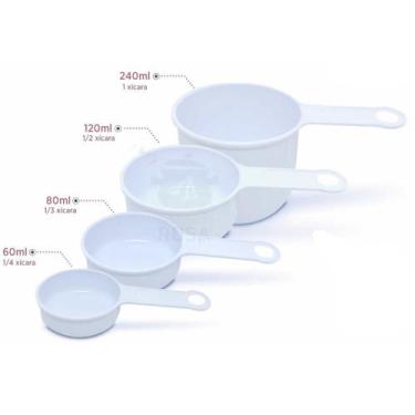 Imagem de Xicara Medida 4 (Quatro) Peças Colher de Chá e Sopa Cor Branco Polipro