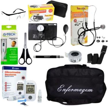 Imagem de kit de enfermagem PRETO com medidor de glicose - Premium