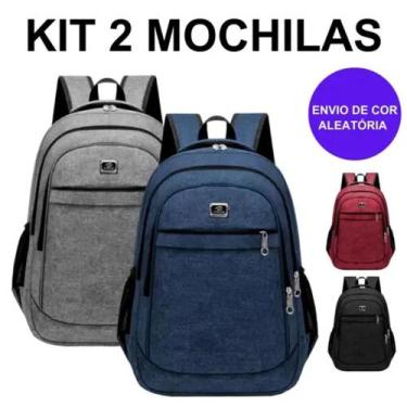 Imagem de Kit 2 Mochilas Bolsa Viagem Resistente Coreana Masculina Feminina- Cor