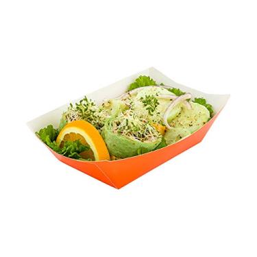 Imagem de Restaurantware Barco de papel laranja Tangerina Bio Tek – 13 x 8 cm x 5 cm – caixa com 50 unidades