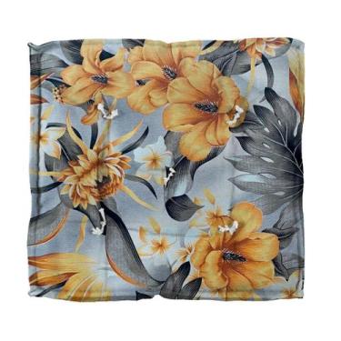 Imagem de Almofada Futton Turco 42x42cm Flores Laranja - FASTLAR
