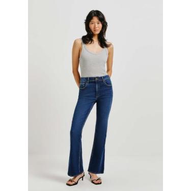 Imagem de Calça Jeans Básica Feminina Cintura Média Flare Petit - Hering, 046, A