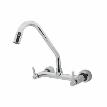 Imagem de Torneira Pia Misturador Cozinha Parede Bica Móvel Cromado Metal Luxo -