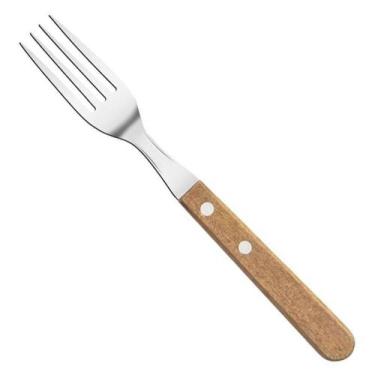 Imagem de Conjunto De Garfos Inox 2 Peças Cabo de Madeira 19cm - Gici Casa