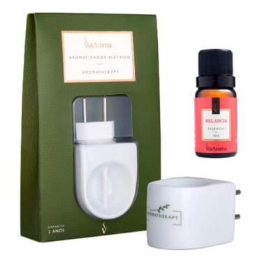 Imagem de Aromatizador Elétrico Porcelana Via Aroma + 1 Essenica Melancia Lavand