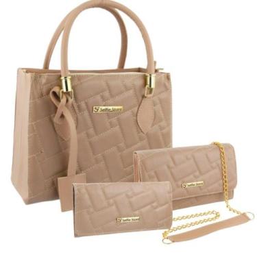 Imagem de Bolsa Feminina Grande Moda Casual + Bolsa Flap + Carteira - Selfie Sto