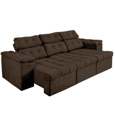 Imagem de Sofá Itália 3 lugares Reclinável e Retrátil 2,55 metros Suede Café - S