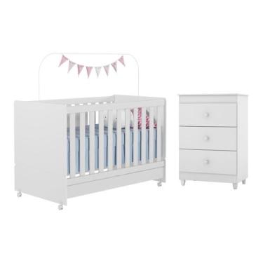 Imagem de Berço Mini Cama Americano Encanto com Rodízios e Comoda - Peternella, 
