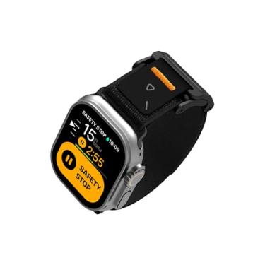 Imagem de Aulumu Pulseira de memória magnética A11 projetada para Apple Watch | Liberação rápida | Trança de nylon de veludo | Fecho magnético de aço inoxidável - Preto frio