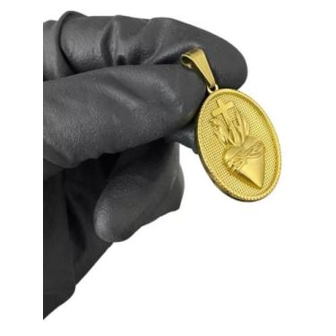 Imagem de Pingente Sagrado Coração Oval - Banhado a Ouro 18k - ToJoia18k