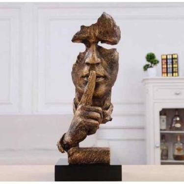 Imagem de Estátua O Silêncio Vale Ouro Enfeite Sala Clínica Escritório - artesan