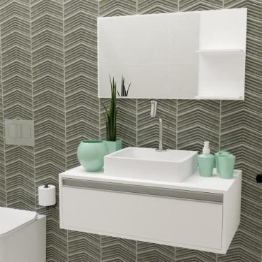 Imagem de Gabinete Para Banheiro Real 80 Branco C/cuba + Espelho S/c Branco - GA