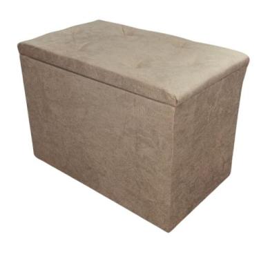 Imagem de Puff Bau Organizador Porta Objetos Bege Suede - lsnmix