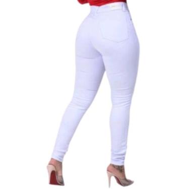 Imagem de Calça Jeans Branca Feminina Skinny Algodão Alta Qualidade - xoramenina