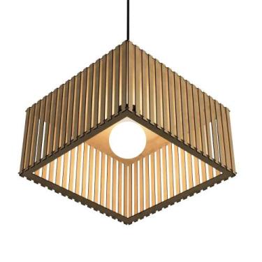 Imagem de Luminária Pendente Barcelona Modelo Ripado - CORALISA, MDF CRU
