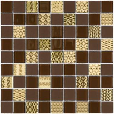 Imagem de Pastilha de vidro PW4007 - PATCHWORK MARROM 29,2x29,2cm - GLASS MOSAIC