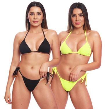 Imagem de Kit 2 Biquinis Cortininha de Amarrar Mulher Moda Praia Marquinha Canel