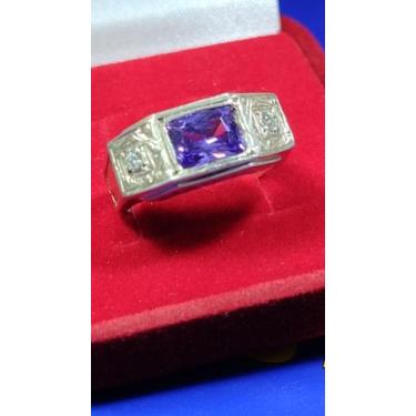 Imagem de Anel Formatura Masculino Prata 950 Pedra 7 x 6 mm Zircônia Todas forma