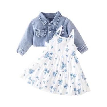 Imagem de Conjunto Casual de Jaqueta Jeans e Saia Floral para Bebê - Primavera/O
