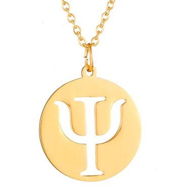 Imagem de AOCHEE Colar com símbolo Psi letra grega colar com pingente de Psi colar com placa médica joia Dourado