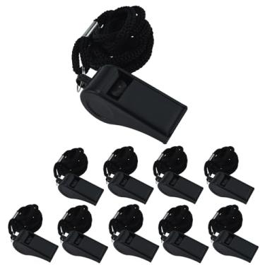 Imagem de HONSNKS Apitos profissionais de esportes ao ar livre com cordão alto e nítido apitos de plástico para árbitros, academia de esportes ao ar livre e emergência, pacote com 10