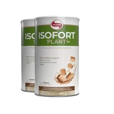 Imagem de Kit 2 Isofort Plant da Vitafor Sabor Paçoca 450g