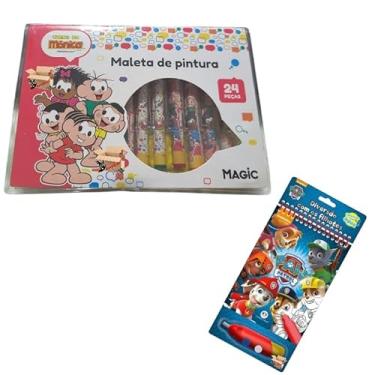 Imagem de Kit Livro Infantil Colorindo Com Água + Estojo Canetinhas + Aquarela 24 Pçs (Aqua + Can 24 PÇ Patr TDM)