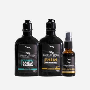 Imagem de Kit shampoo 2 em 1 multifuncional 180ml balm para barba 180ml oleo para barba 30ml Barba Cerrada