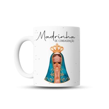 Imagem de Caneca Madrinha de Consagração com Imagem de Nossa Senhora Aparecida, Convite de Madrinha batizado