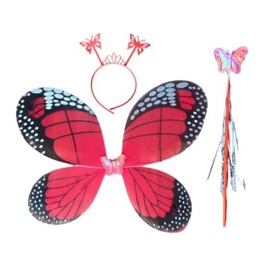 Imagem de Kit Asa Acessórios Butterfly Borboleta Monarca Fantasia Carnaval Vermelho
