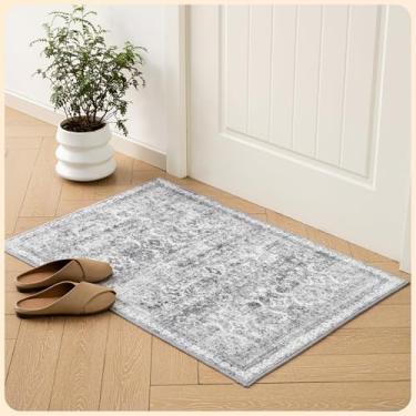 Imagem de Istana Tapete de área 5 x 7 cm - Tapetes Boho cinza claro para sala de estar 5 x 7 cm - Tapetes pequenos dobráveis para quarto 5 x 7 cm - Resistente a manchas Tapete lavável antiderrapante - Ecológico