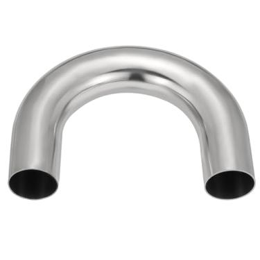 Imagem de PATIKIL Tubo estendido sanitário de 180 graus, tubo de escape de cotovelo de curva de mandril OD U 304 tubo estendido de aço inoxidável 304 para soldagem corrimão de escada modificada HVAC