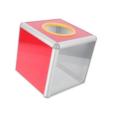 Imagem de Esquirla Estojo de rifa vermelho, estojo de rifa, caixa de armazenamento de bilhetes, caixa de loteria transparente de um lado para arrecadação de fundos,