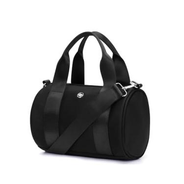 Imagem de ANKICK Mini bolsa de ginástica, bolsa tiracolo pequena, bolsa tiracolo para mulheres, homens, bolsa de treino, leve para fins de semana, viagens, esportes, ioga, fitness, dança, Preto