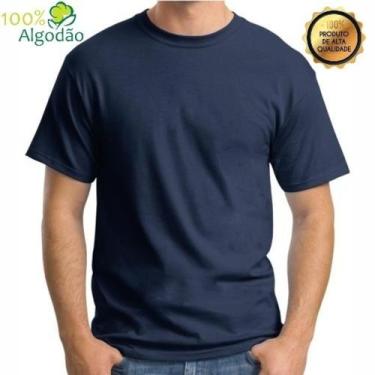 Imagem de Camiseta Azul Marinho Camisa Masculina Básica 100% Algodão 30.1 Premiu