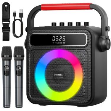 Imagem de Máquina de Karaokê Gesnada K300 com 2 Microfones Sem Fio e Alto-Falant