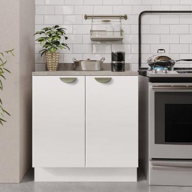 Imagem de Balcão 2 Portas 80cm com Tampo Arizona Cabecasa Madeiramadeira Branco/Champanhe