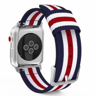 Imagem de Pulseira de nylon para Apple Watch Ultra 8 7 6 5 4 SE de 49 mm, 45 mm, 44 mm e 40 mm, pulseira esportiva confortável para IWatch 3 de 42 mm e 38 mm (vermelho colorido, para 38 mm, 40 mm e 41 mm)