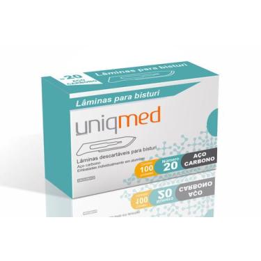 Imagem de Lâmina De Bisturi Descartável Aço Carbono Caixa com 100 Unidades Uniqm