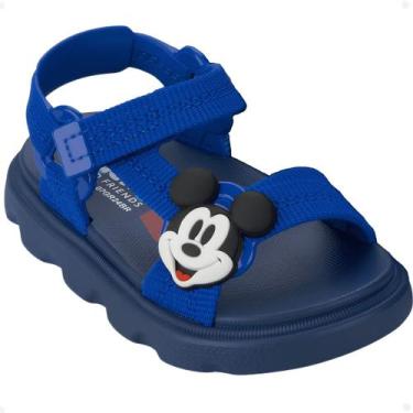 Imagem de Sandália Infantil Grendene Kids Disney Easy Mickey Tira Autocolante Az