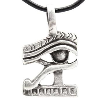 Imagem de Colar de couro com pingente de olho egípcio de horus Ra da Trilogy Jewelry